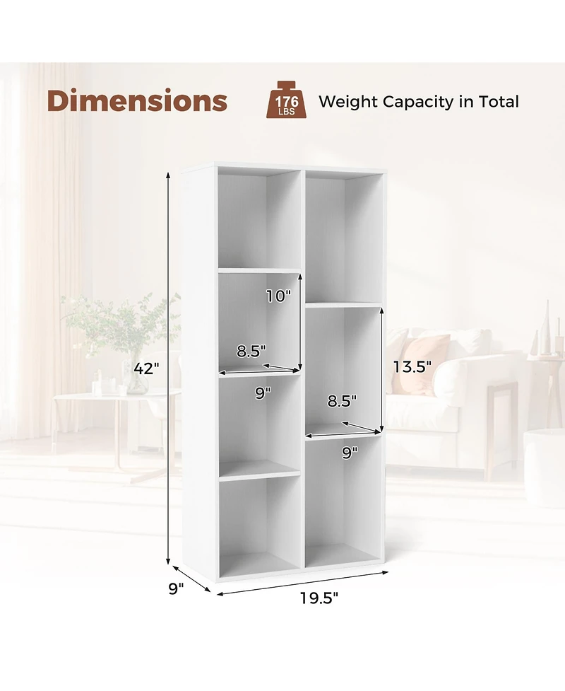 Slickblue 7-Compartment Bookshelf Vertical or Horizontal Storage