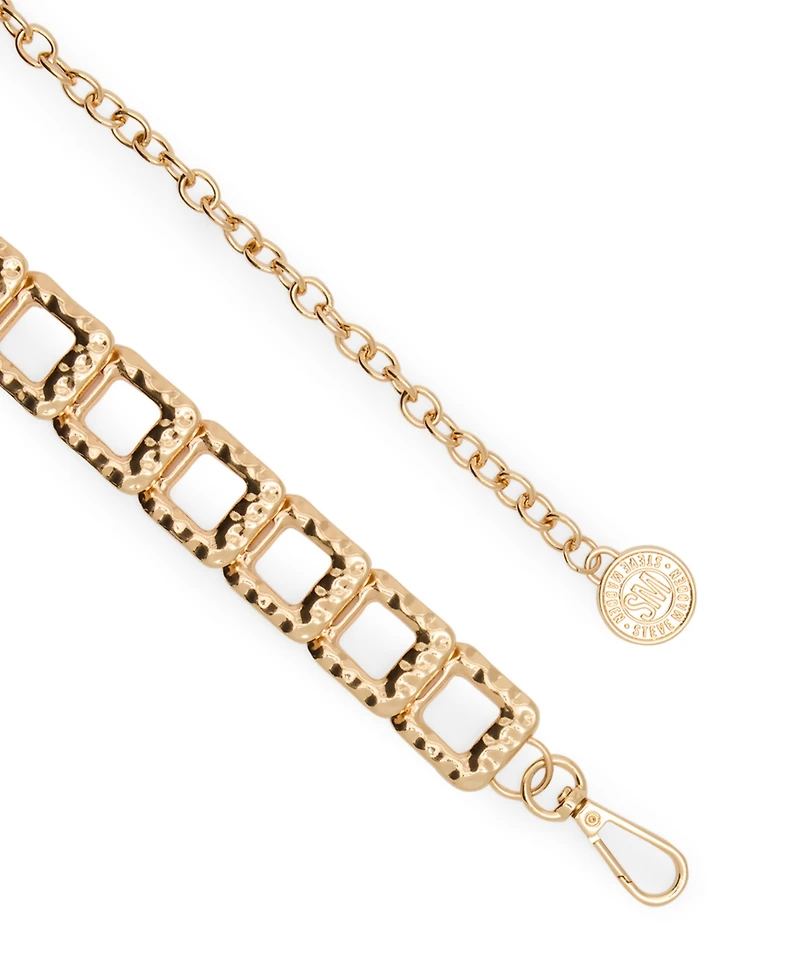Steve Madden Gold-Tone Hammered Square Link Chain Belt