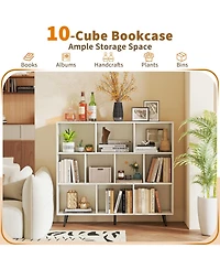 Slickblue 10-Cube Organizer Bookcase with Sturdy Metal Frame