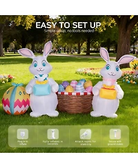 Hongge 5FT Inflatable Easter Bunny with Gift Boxes and Eggs for Yard