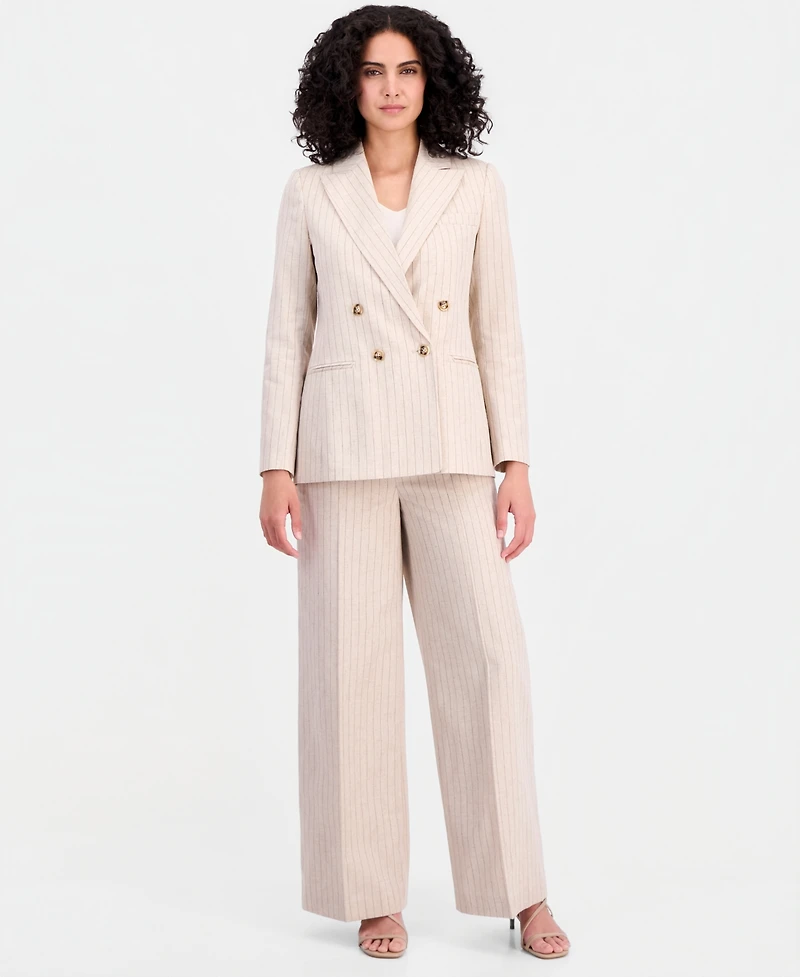 Tahari Asl Women's Pinstriped Double-Breasted Blazer