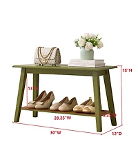 Kings Brand Furniture Wood Entryway Bench with Storage Shelf – Modern Accent Seating for Hallway, Bedroom