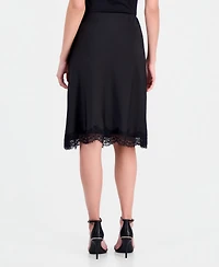 Tahari Asl Women's Satin Lace-Trim A-Line Skirt