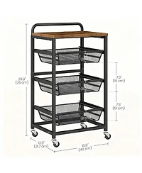 Yigii Kitchen Storage Cart with Pull-Out Baskets, Wheels, and Handle
