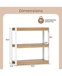 Sugift 3 Tier Bookshelf Wooden Bookcase with Dual Anti-Tipping Kits