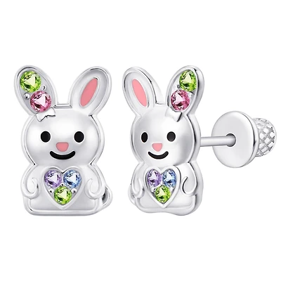 Chanteur Girls Kids Bunny Hypoallergenic Earrings for Girls with Surgical Titanium Screwbacks