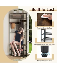 Sugift 5-Tier Corner Hall Tree with Shoe Storage Bench-Rustic