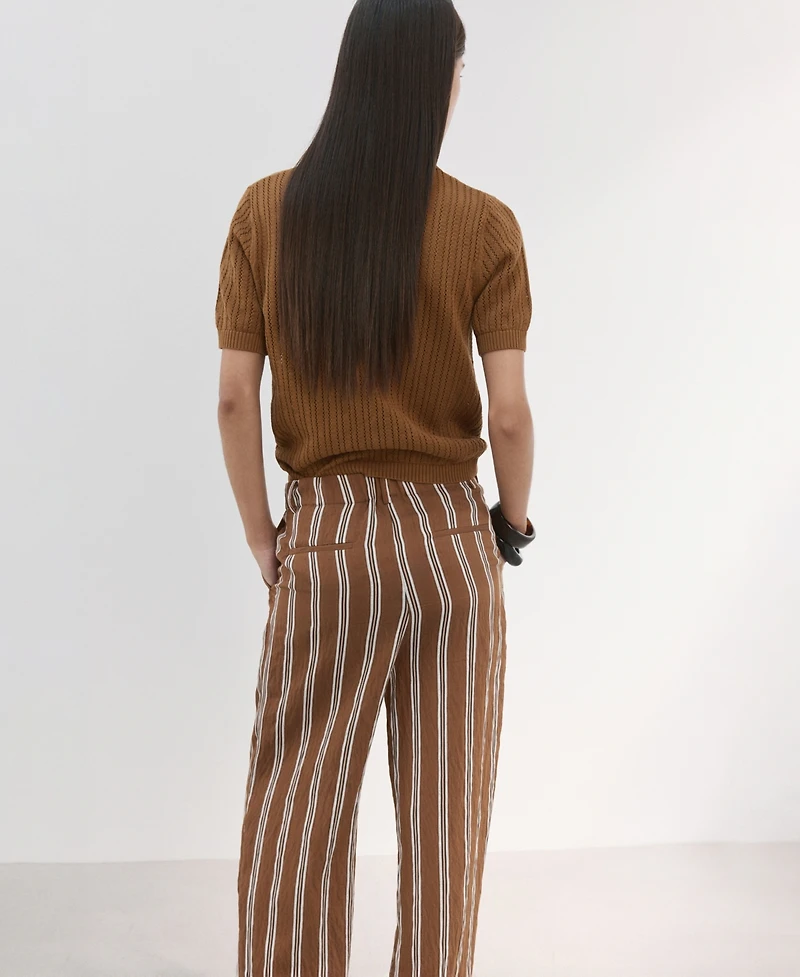 Mango Women's Openwork Knitted Polo-Neck Sweater