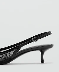 Mango Women's Sequins Embroidered Kitten-Heel Shoes