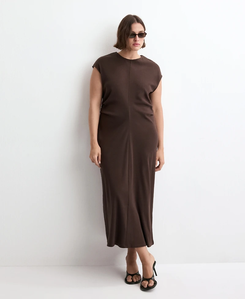 Mango Women's Draped Detail Midi-Dress