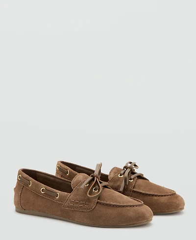 Mango Women's Bow Suede Moccasins