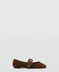 Mango Women's Buckle Suede Ballerina