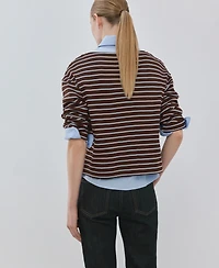 Mango Women's Striped Boatneck Sweatshirt
