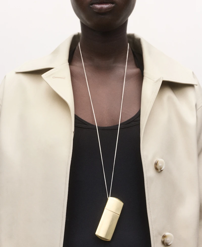 Mango Women's Metallic Locket Pendant Necklace