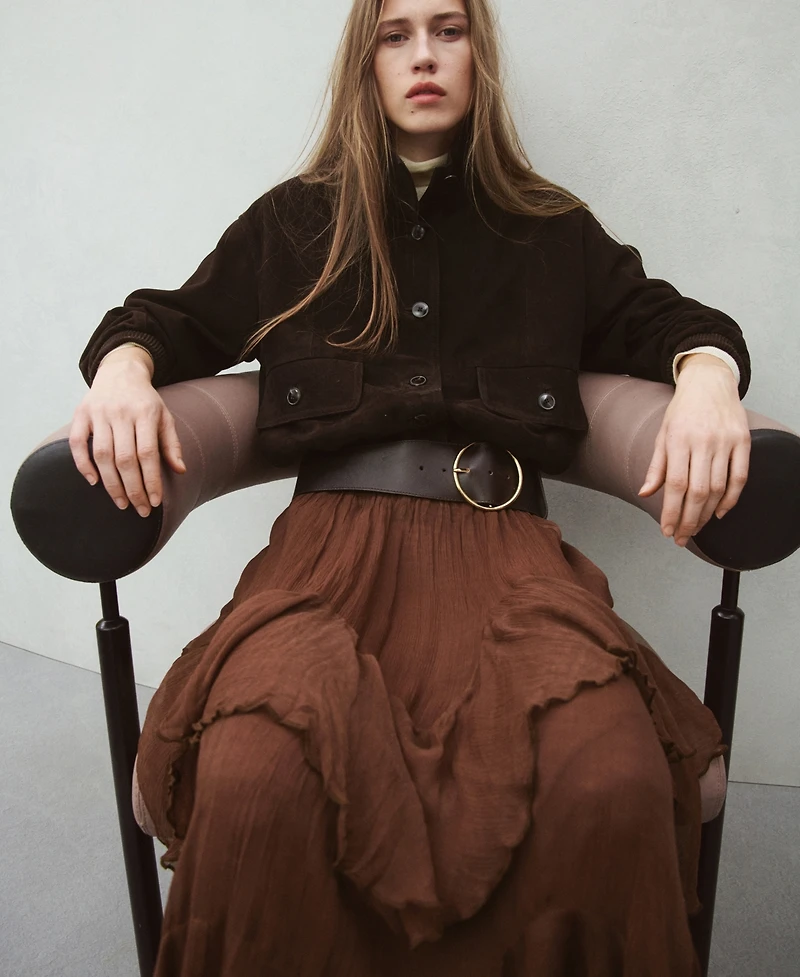 Mango Women's Ruffled Chiffon Skirt