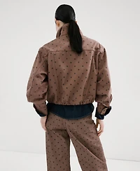 Mango Women's Polka-Dot Denim Bomber Jacket