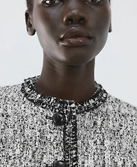 Mango Women's Frayed Ends Tweed Jacket