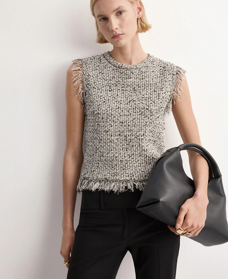 Mango Women's Fringe Trim Top