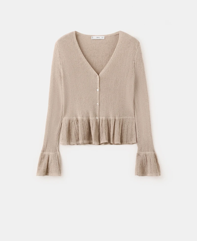 Mango Women's Ruffle Knit Cardigan