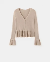 Mango Women's Ruffle Knit Cardigan