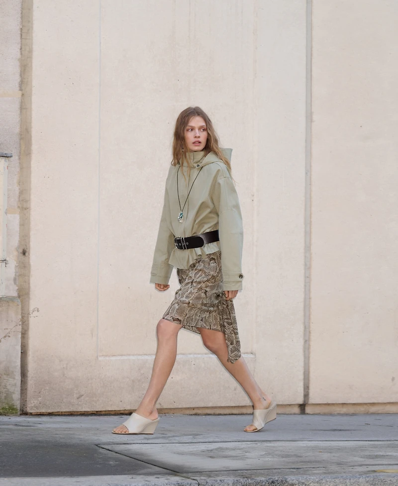 Mango Women's Animal-Print Midi-Skirt