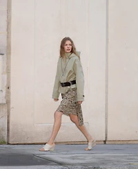 Mango Women's Animal-Print Midi-Skirt