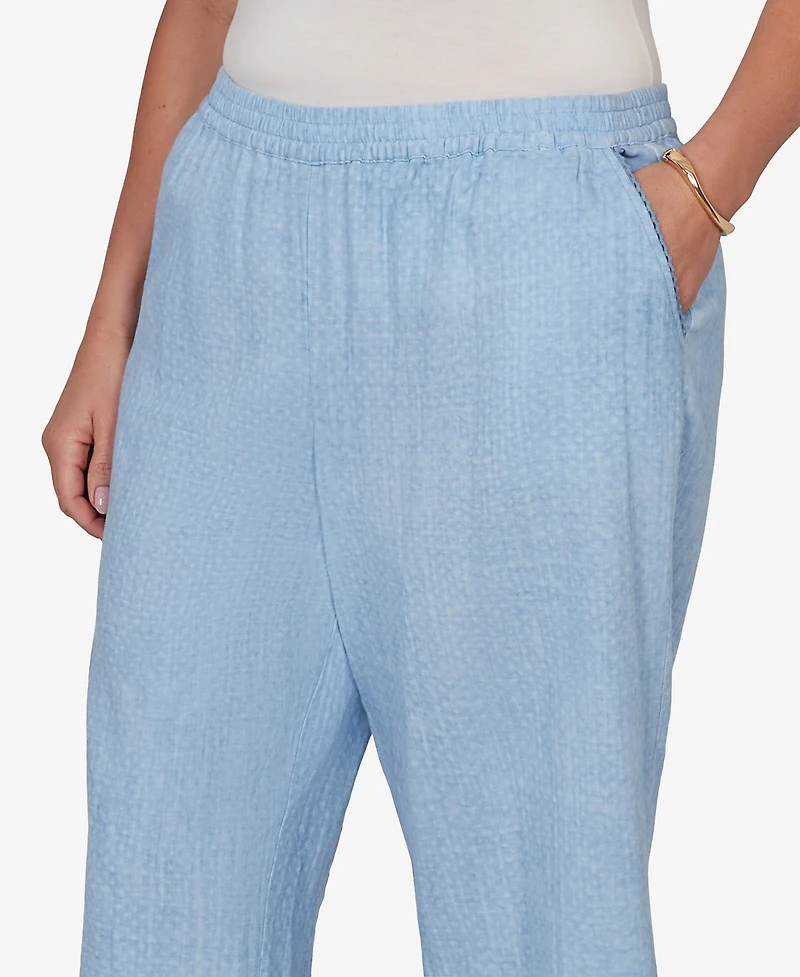 Ruby Rd. Plus Snow Washed Gauze Pull-On Capri Pants