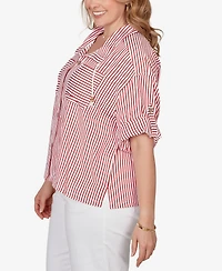 Ruby Rd. Plus Beaded Seersucker Portrait Collar Jacket