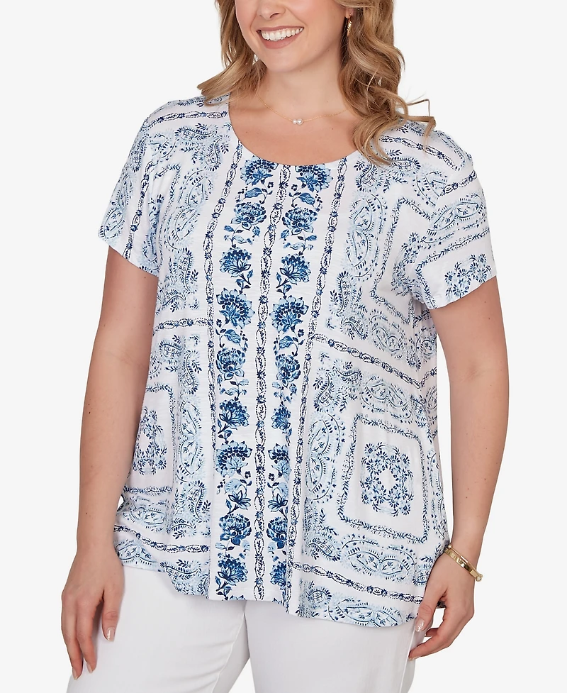 Ruby Rd. Plus Bandana Print Knit T-Shirt