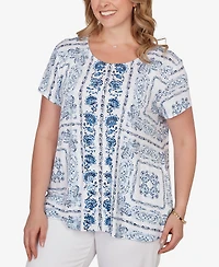 Ruby Rd. Plus Bandana Print Knit T-Shirt
