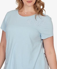 Ruby Rd. Plus Paisley Lace Solid Knit T-Shirt