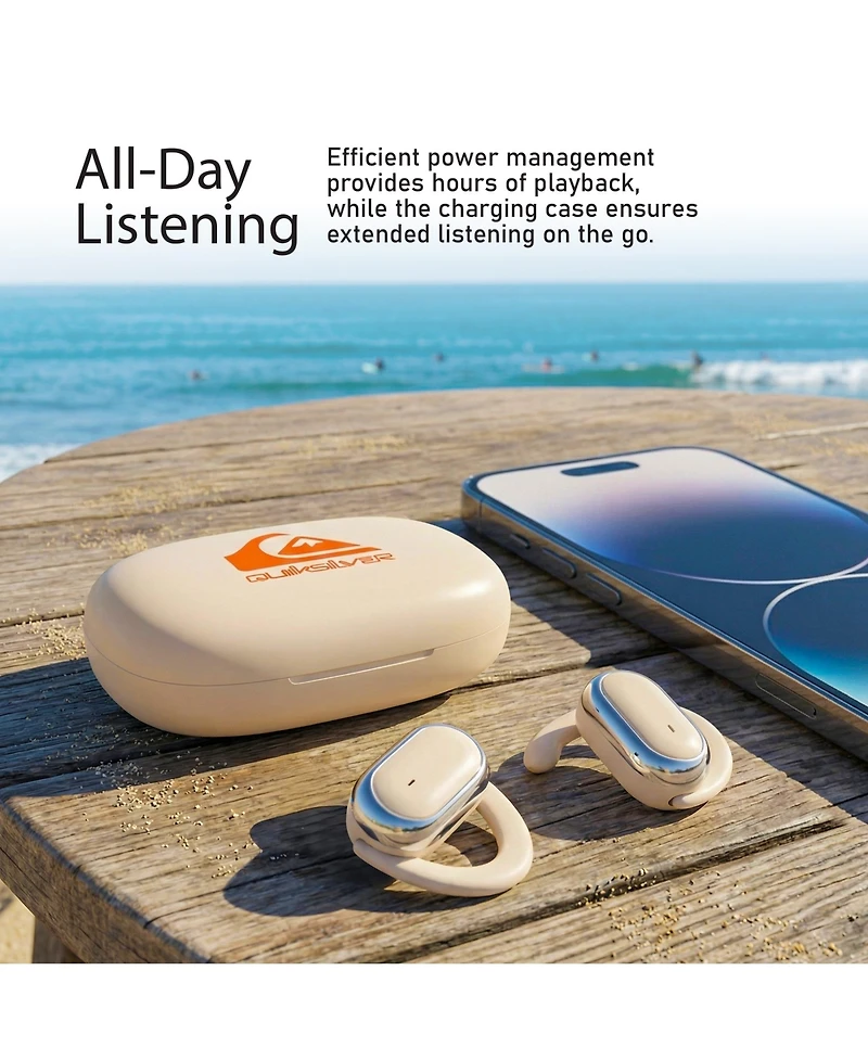 Quiksilver Open Ear Wireless Earbuds with Smart Digital Display and Over Hooks