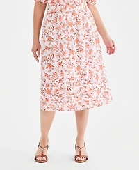 Style & Co Women's Printed Cotton Gauze Pull-On Midi Skirt, Macy's Exclusive