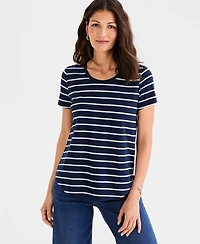 Style & Co Petite Short-Sleeve Stripe Crewneck T-Shirt, Macy's Exclusive