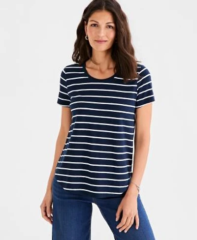 Style Co Womens Printed Short Sleeve Crewneck T Shirt Macys Exclusive