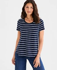 Style Co Womens Printed Short Sleeve Crewneck T Shirt Macys Exclusive