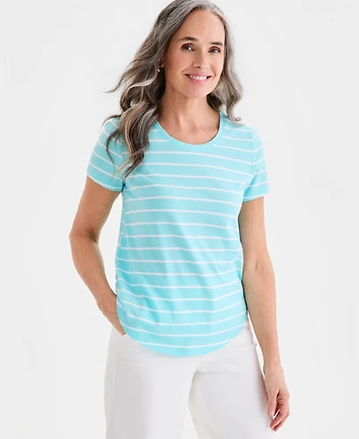 Style & Co Petite Short-Sleeve Stripe Crewneck T-Shirt, Macy's Exclusive