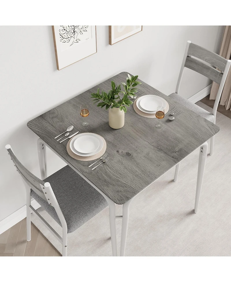 gaomon 3-Piece Dining Table for 2, Space-Saving Square Kitchen Table Set with Steel Frame, Apartment or Small Space