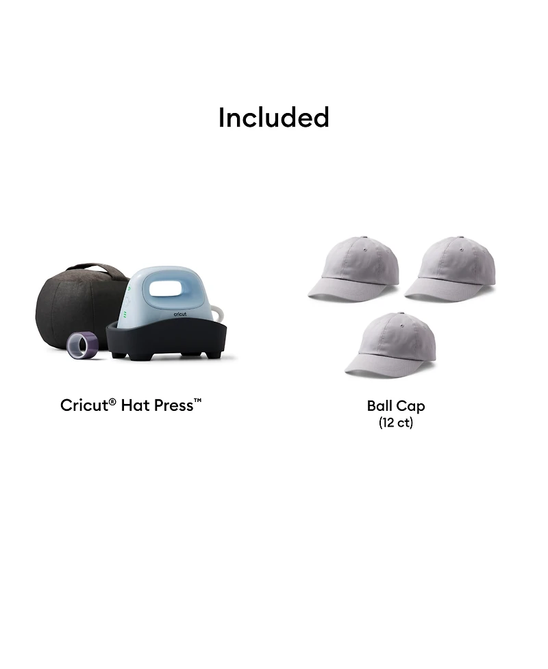 Cricut Hat Press Heat Press Machine with 3 Hat Blanks