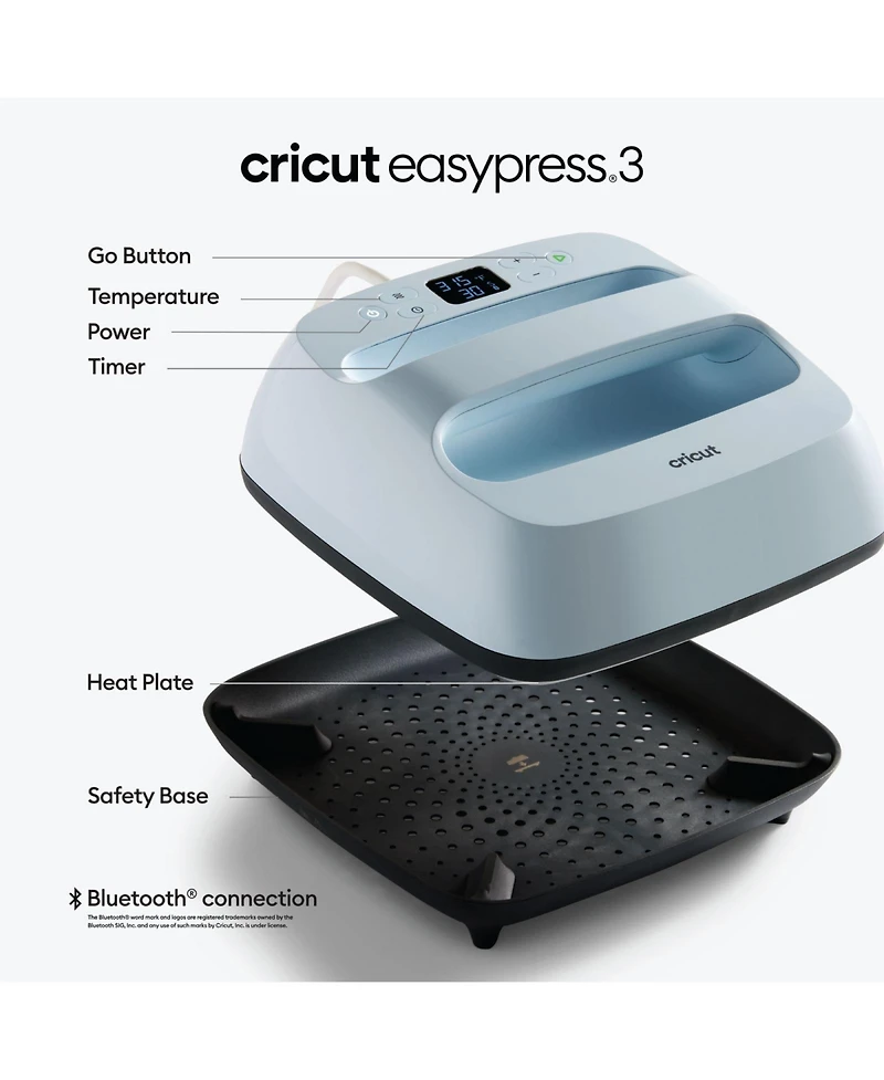 Cricut EasyPress 3 Heat Press Machine- 9 in x 9 in with EasyPress Mat - 12 in x 12 in, Mist