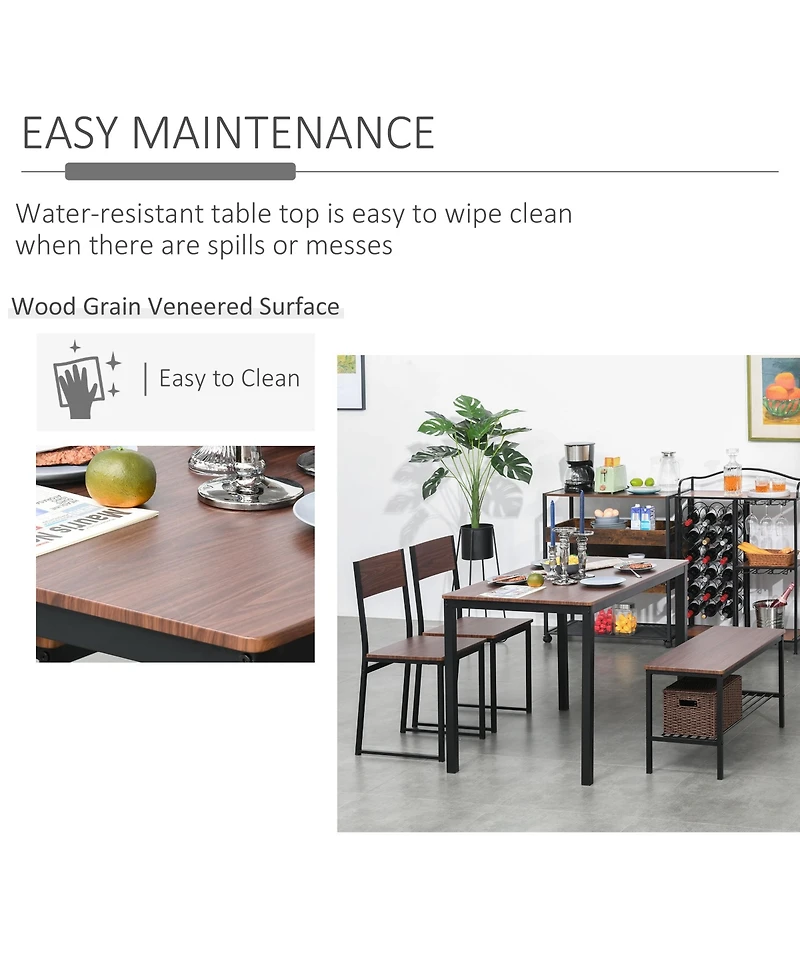 Homcom Wooden Kitchen Table and Chair Furniture with Storage Rack and Sitting Bench