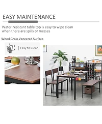 Homcom Wooden Kitchen Table and Chair Furniture with Storage Rack and Sitting Bench