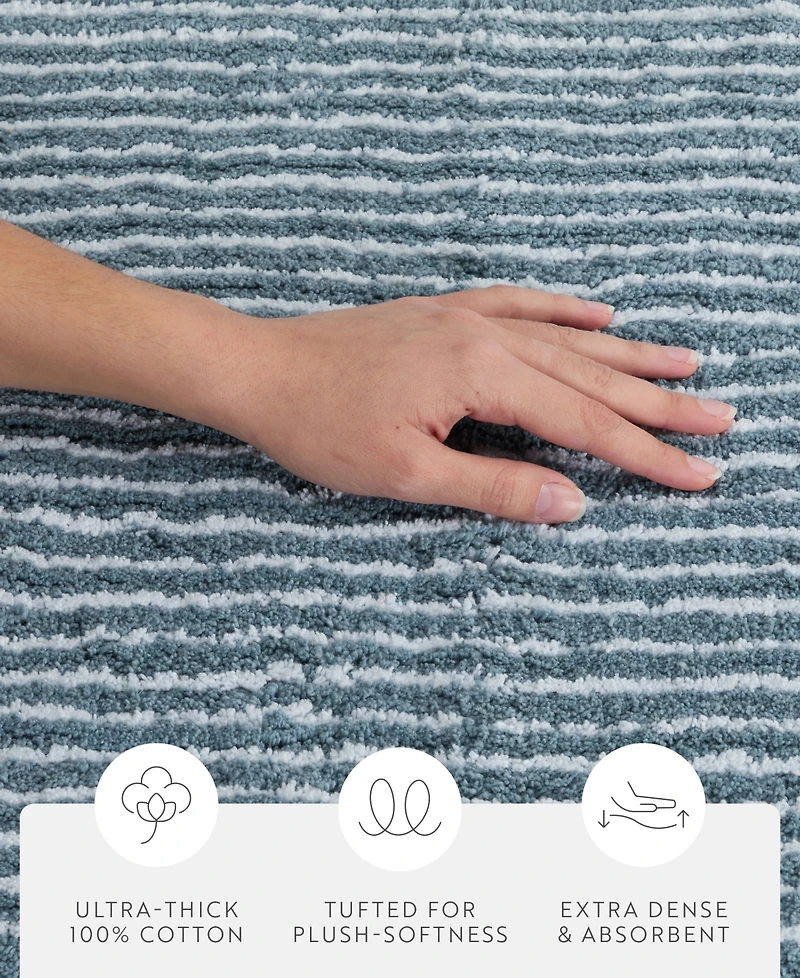 ienjoy Home Pinstripe Cotton Bath Mat, 34" x 21"