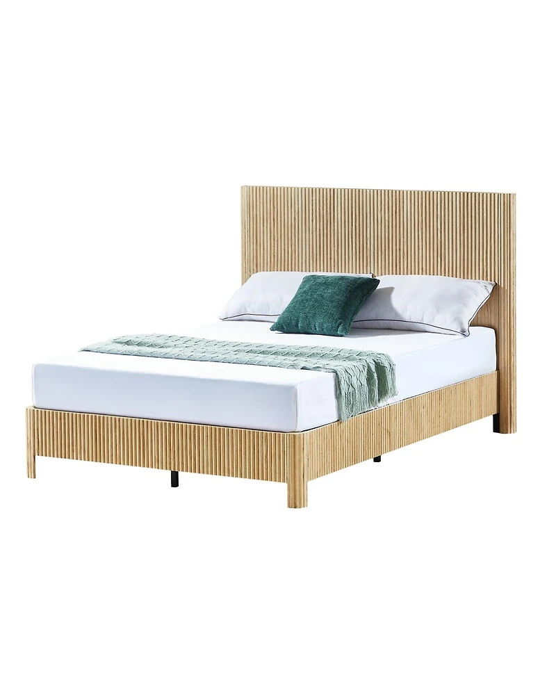 Streamdale Furniture Wooden corrugated curved lines, No Box Spring Needed