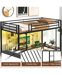 Gymax Twin Size Led Bed Frame w/ Charging Station Upholstered Headboard 4 Drawers