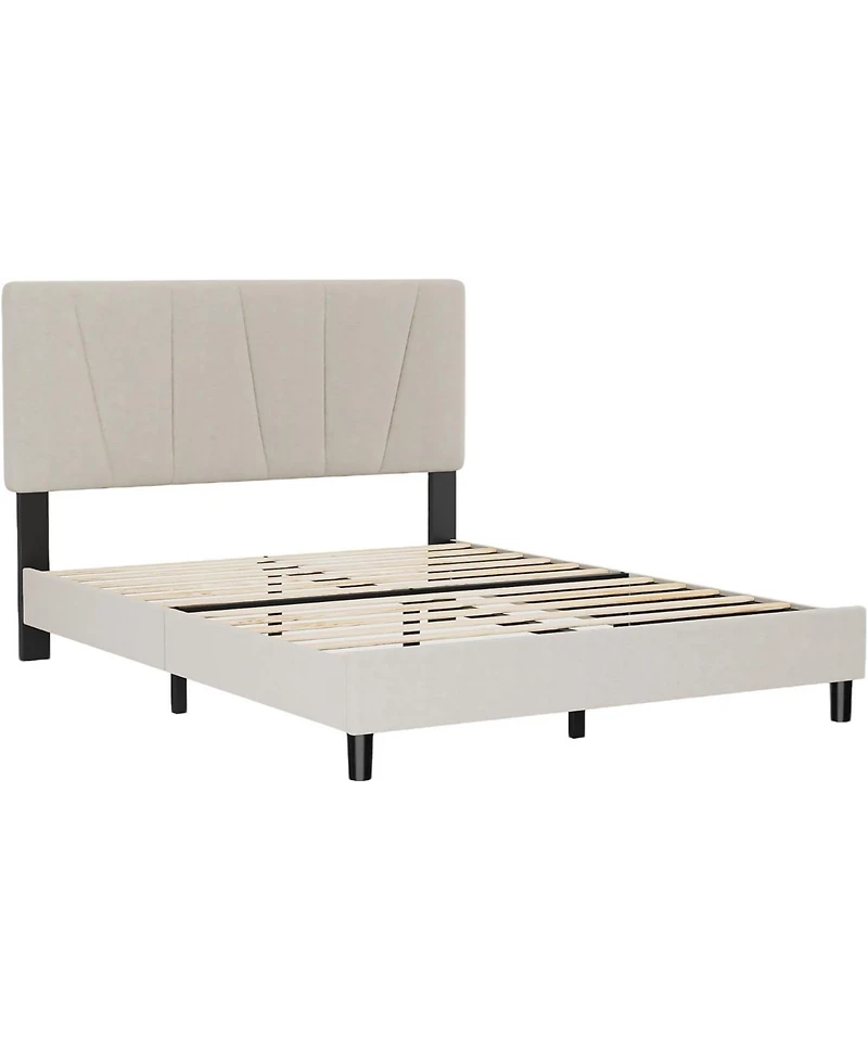 gaomon Full Bed Frame with Headboard, Strong Wood Slats, No Box Spring Needed, Easy Assembly