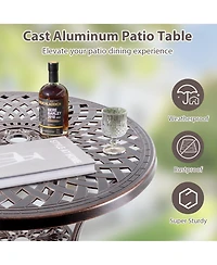Clihome 31" Round Cast Aluminum Patio Table with 2" Umbrella Hole