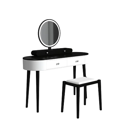 Sugift Vanity Table Set with Led Mirror and Storage Drawers