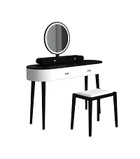 Sugift Vanity Table Set with Led Mirror and Storage Drawers