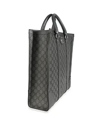 Pre-Owned Gucci Grey Black Gg Coated Canvas Ophidia Medium Tote